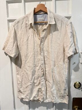 Casual Short-Sleeve Button-Down Shirt in Cream